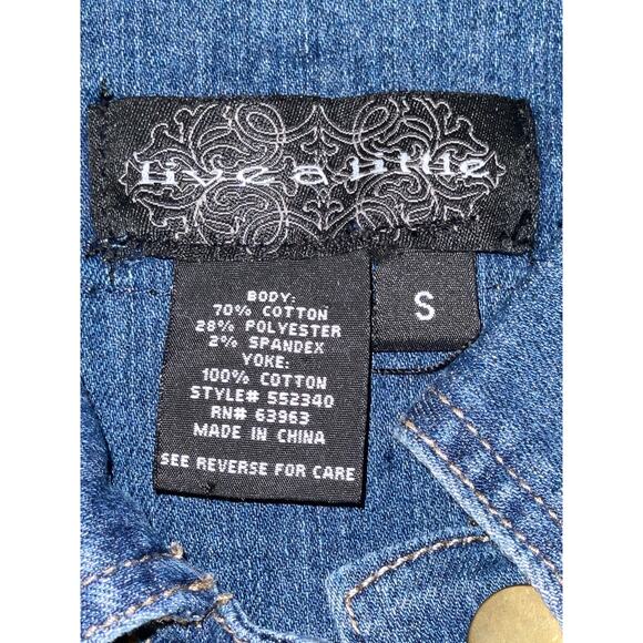 Live A Little Floral Embellished Denim Jacket - Size S - Beautiful w/ Stretch - Picture 7 of 8